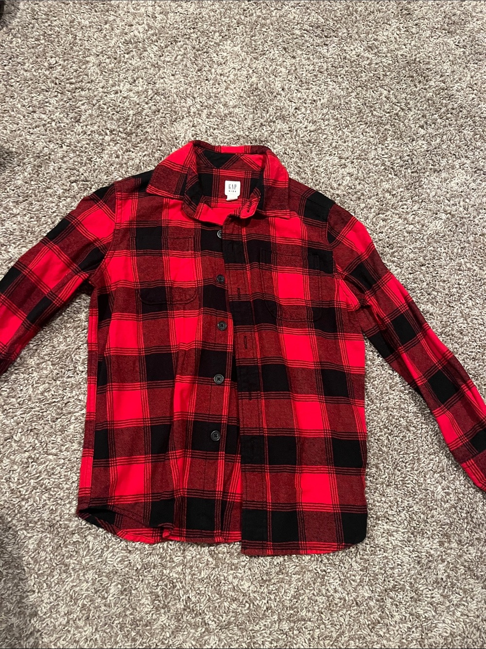 GAP Red and Black Plaid Button-Down Shirt